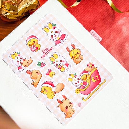 Ente und Ente feiern Weihnachten Stickerbogen