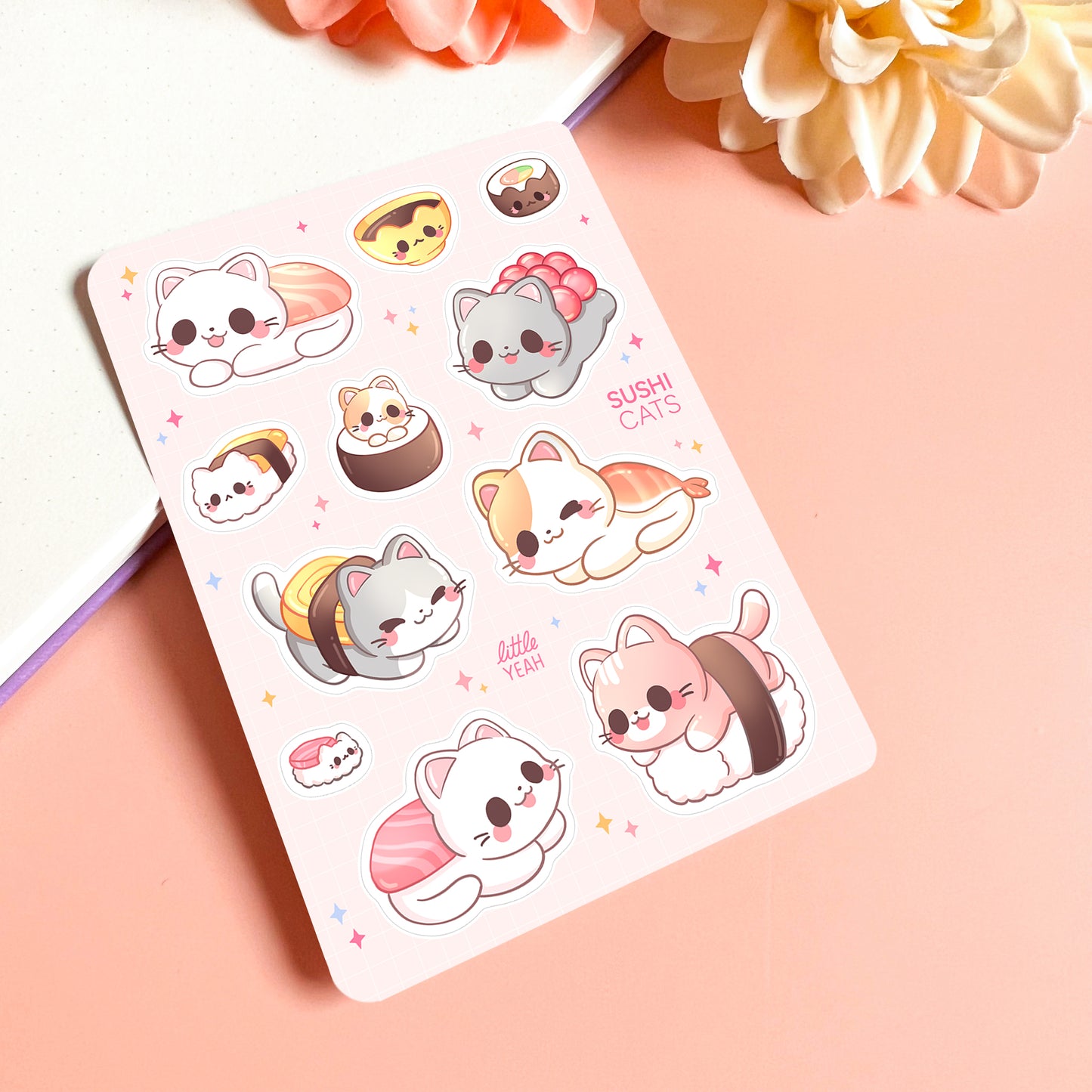 Sushi Cats - Cute Sticker Sheet