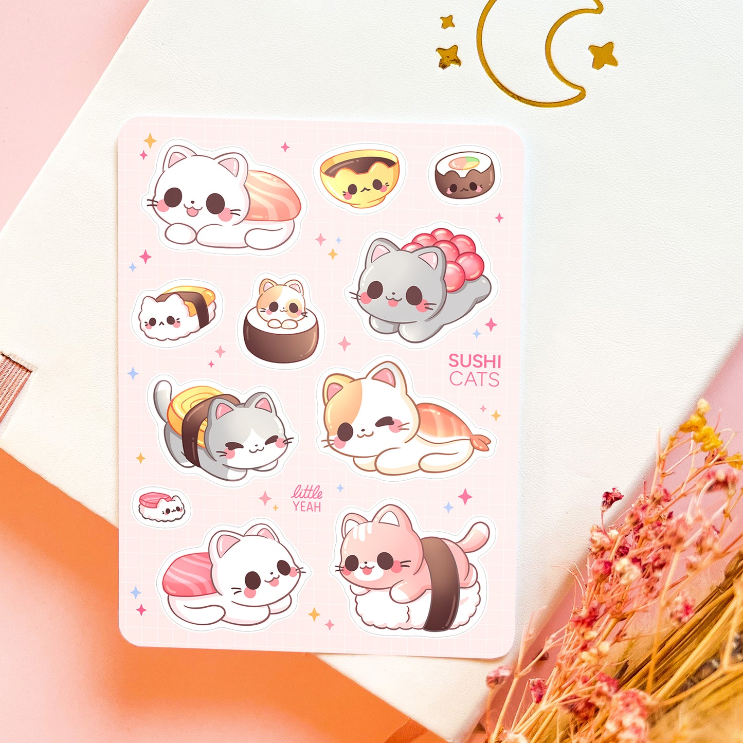 Sushi Cats - Cute Sticker Sheet