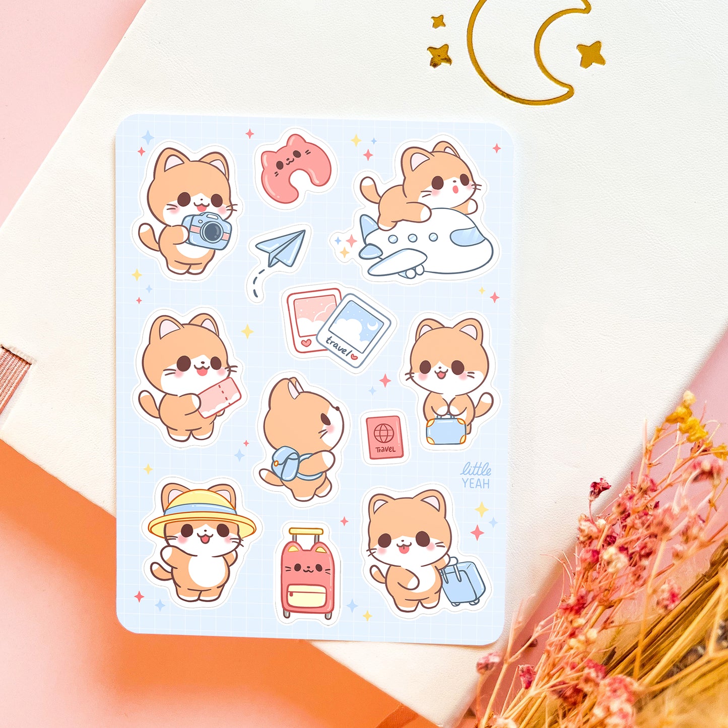 Travel Cat - Cute Sticker Sheet