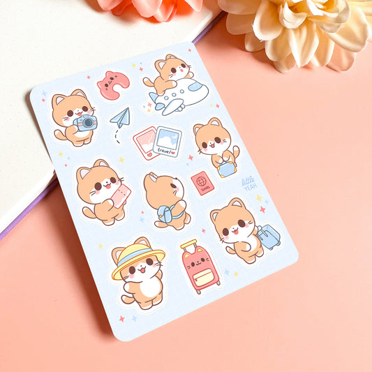 Travel Cat - Cute Sticker Sheet